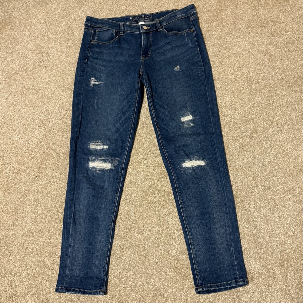 White House Black Market Women's Indigo Distressed Skinny Jeans